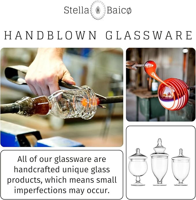 Set of 3 Apothecary Jar Glass, Glass Apothecary Jars with Lids, Clear Candy Jars for Candy Buffet, Decorative Jar for Display, Party and Wedding, Elegant Candy Canisters Set