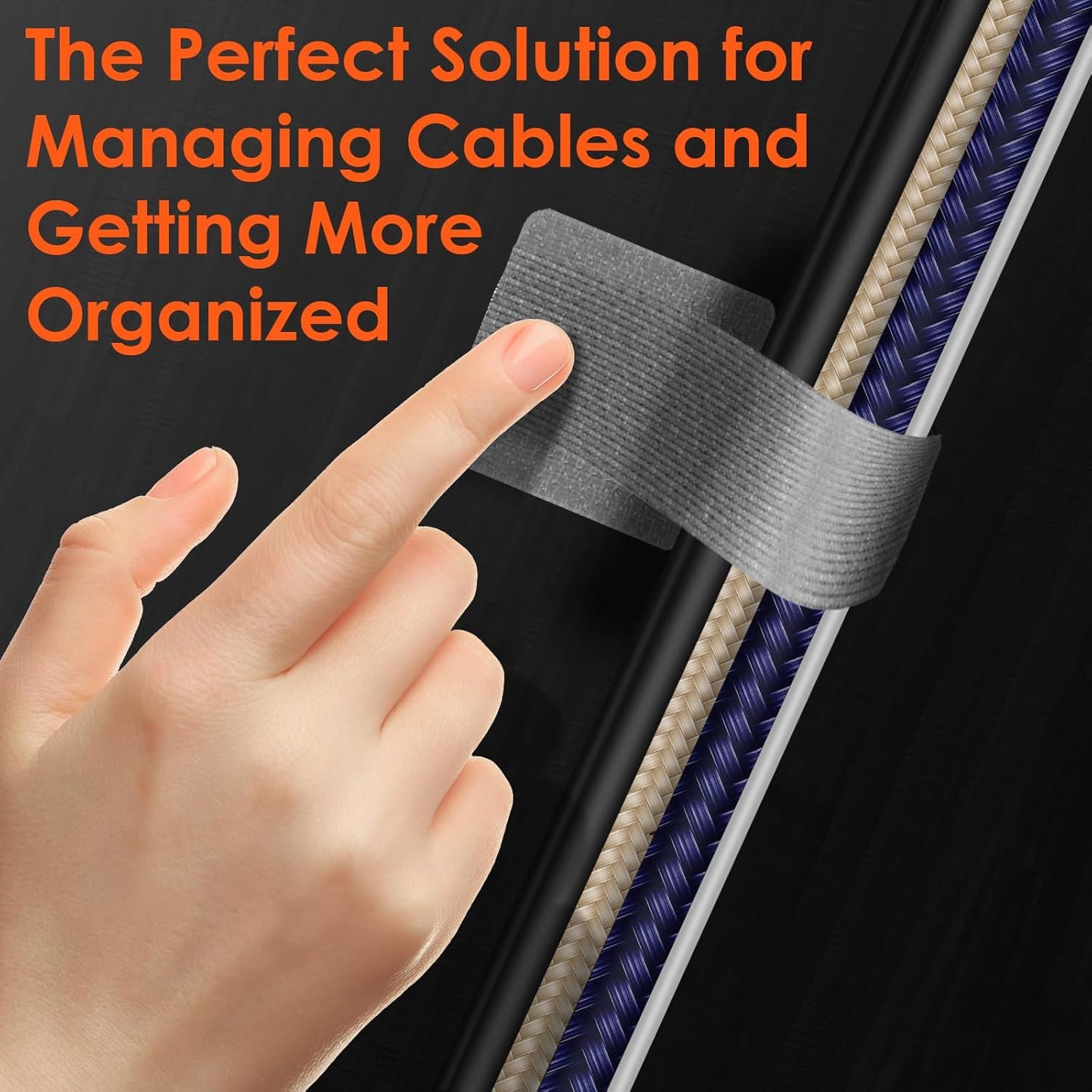 Cable Management Under Desk Cord Organizer, Cable Organizers for Cords, Hook and Loop Cable Ties, Adhesive Wire Straps, Reusable Cord Holder for Electronics & PC, Home & Office Essentials (40)