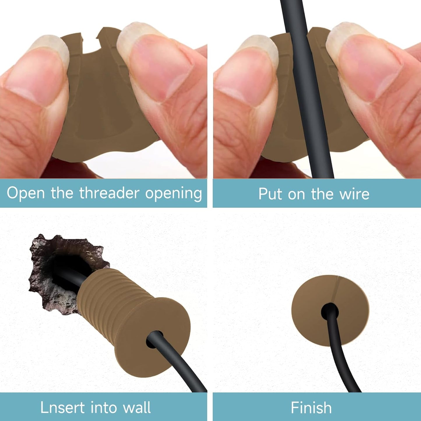 10 PCS Starlink Cable Routing Kit for 1 Inch Wall Hole Perforated Silicone Grommet Cable Punch Grommet Starlink Wall Grommet Wall Grommet for Starlink Ethernet Cable (Grommet Brown-10)