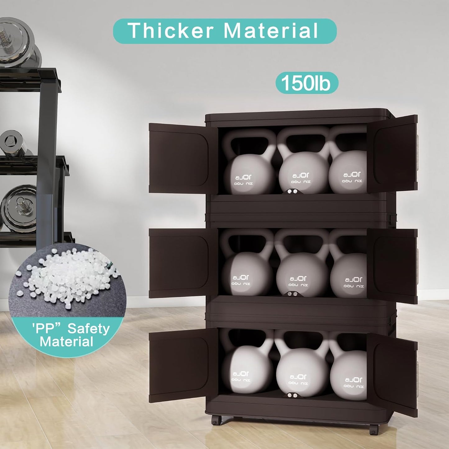 Holaki 156 QT Storage Bins with Lid, 4 Tiers Collapsible Plastic Storage Bins Storage Cabinet Box with Wheels and Magnetic Door for Home Closet Organizers(Retro Brown)