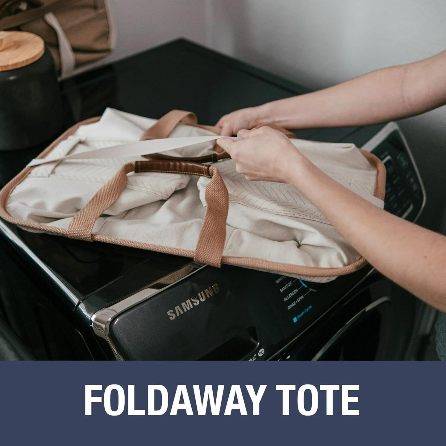 CleverMade Collapsible Laundry Caddy - LUXE Mocha 2-Pack 64L - Foldable Storage Organization Container for Clothes Laundry Room Storage Solution