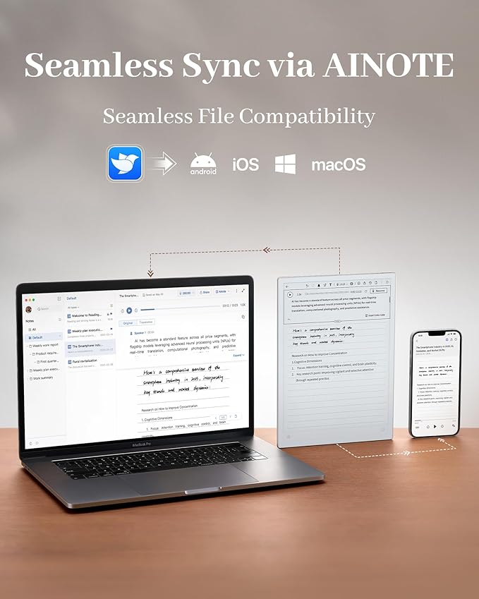 iFLYTEK AINOTE 2, 10.65" E-Ink Tablet, AI Note Taking Tablet with ChatGPT-5, Ultra-Thin 4.2mm Digital Notebook with Voice-to-Text, 16-Language Transcription, Handwritten-to-Text, Ideal for Work&Study
