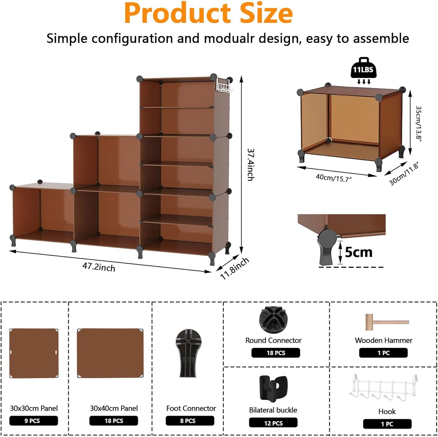AWTATOS Closet Organizer 6 Cube Storage Shelves Portable Closet Clothes Organizers and Storage Stackable Cubby Shelving for Closet Bedroom Living Room Office Cocoa Brown