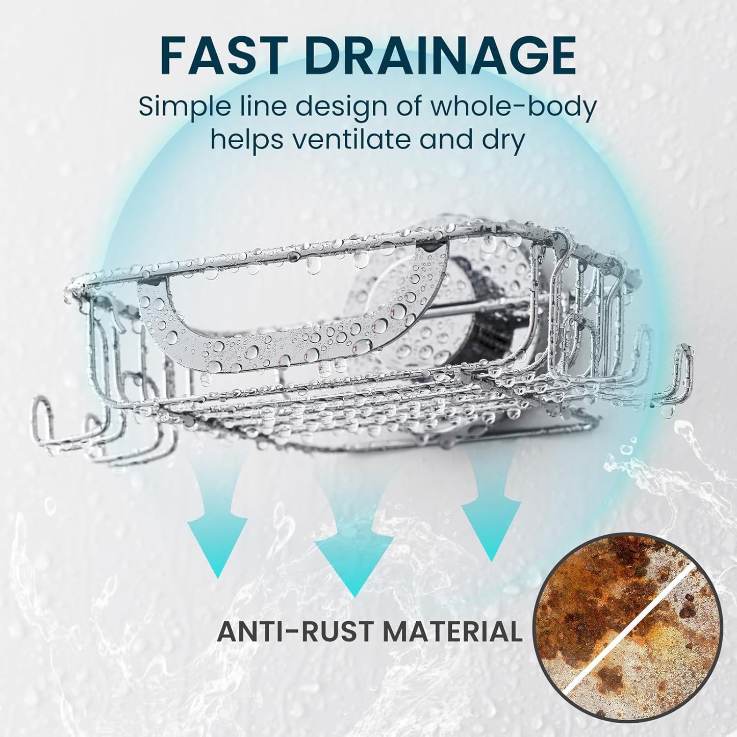 TAILI Soap Dish Holder with Hooks, Bar Soap Tray Saver Suction Cup with Razor Holder for Shower Wall, Rustproof Stainless Steel Bath Shampoo Caddy for Bathroom Accessories Organizer, Silver