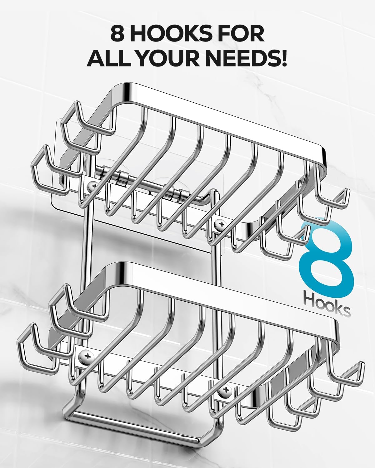 Nieifi Adhesive 2 Tier Bar Soap Holder, Stainless Steel for Shower Wall, Soap Dish for Bathroom, Silver