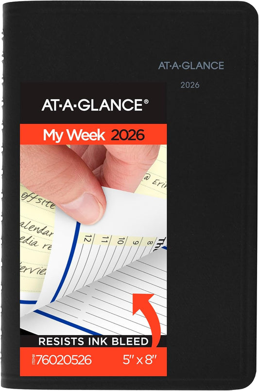 AT-A-GLANCE 2026 Appointment Book Planner, Weekly & Monthly, 5" x 8", Small, QuickNotes, Black (76020526)