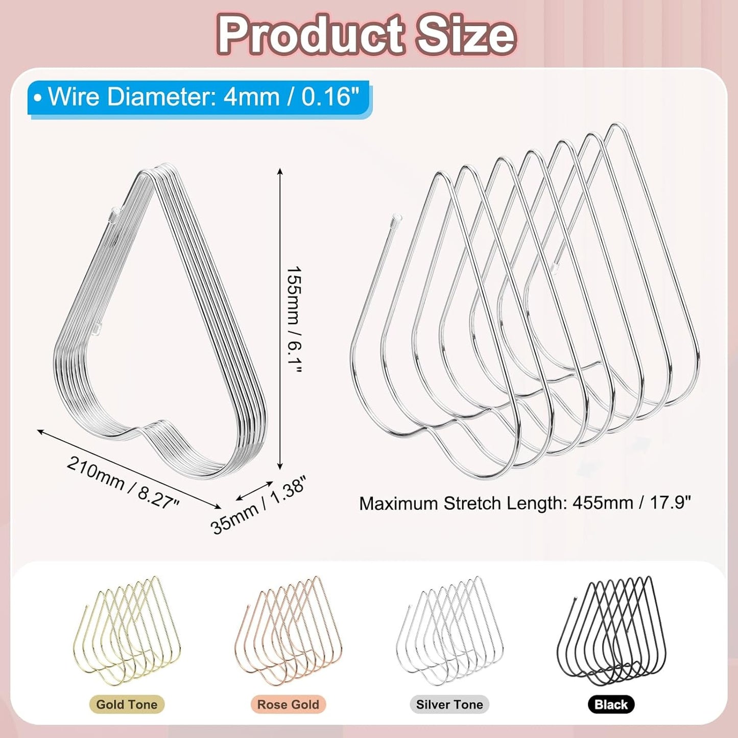 PATIKIL Folder Organizer Stand, 7 Slot Retractable Book Ends Metal Heart Shaped File Rack File Holder Bookshelf for Desk Magazine Letter Paper Mail Home Office Decor, Silver Tone