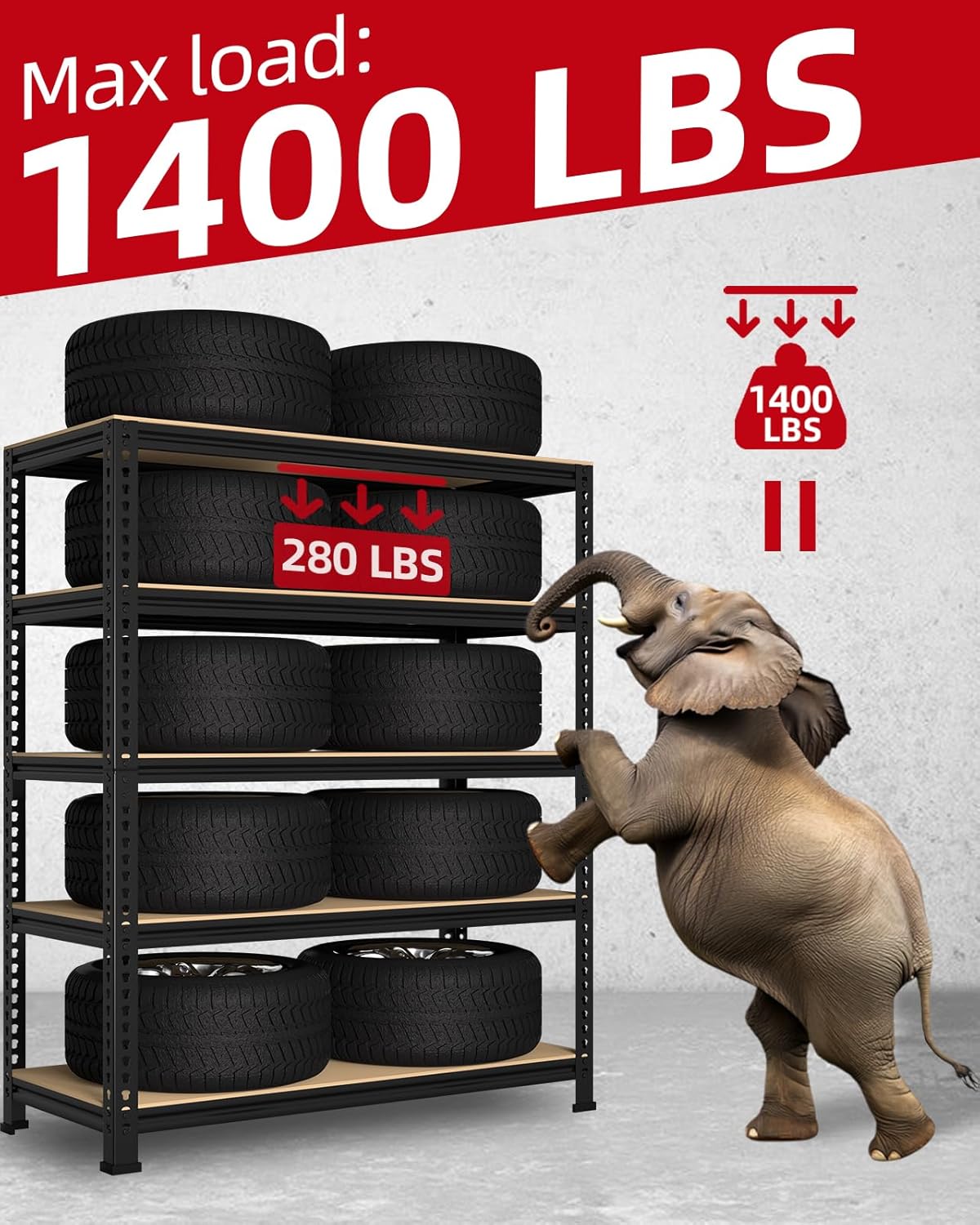 PrimeZone 32" W x 16" D x 63" H Storage Shelves - 3 Pack 5 Tier Adjustable Garage Storage Shelving, Heavy Duty Metal Storage Utility Rack Shelf Unit for Warehouse Pantry Closet Kitchen, Black