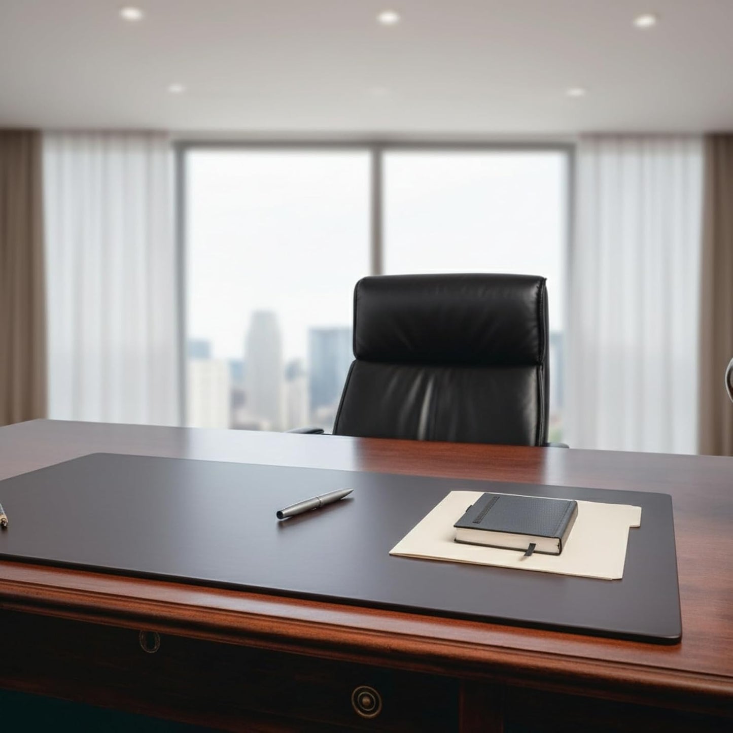 Dacasso Pad Without Side Rails Luxury Leather Blotter for Writing-Executive Desk Surface Protector, 38" x 24", Chocolate Brown