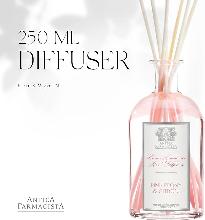 Antica Farmacista Home Ambiance Diffuser - Long-Lasting Reed Scent Diffuser - Luxury Room Freshener Gift - Pink Peony & Citron, 8.45 fl oz