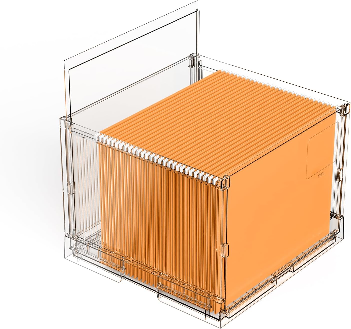 File Organizer Box with Lid,Hanging Filing Folder Organizer for Document Storage with Plastic Slide,Letter-size File Holder Filing Box for Office/Home/Decor/（1Pack）