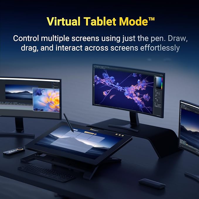 Xencelabs Pen Display 24+ Industry-First Pen Display with Calman Ready, Drawing Tablet with 4K Screen Monitor, Graphic Display with 44 Customizable Quick Keys, 2 Battery-Free Pens for Win/Mac/Linux