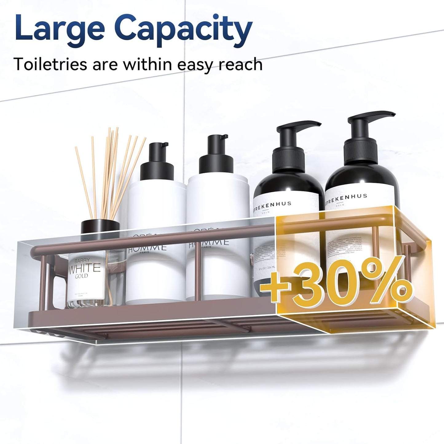 YASONIC Shower Caddy 2 Pack Rustproof Shower Organizer, Large Capacity Shower Shelves for Inside Shower, Bathroom Organizers and Storage with Soap Holder and 12 Hooks, Adhesive Shower Storage Bronze