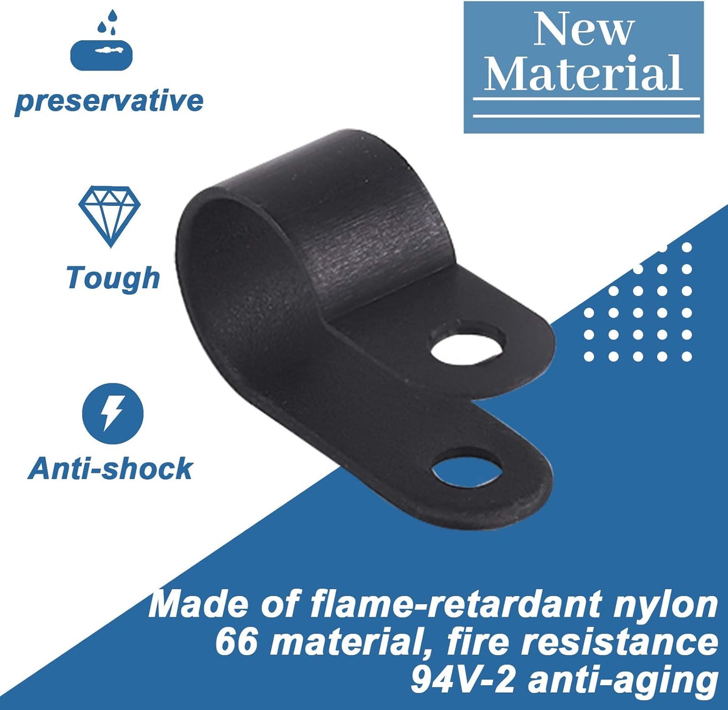 Glarks 120Pcs 1/2 Inch Black Nylon Screw Mounting R-Type Cable Clip Wire Clamp with 120Pcs Screws for Wire, Cable, Conduit and Cable Conduit Kit (Black)