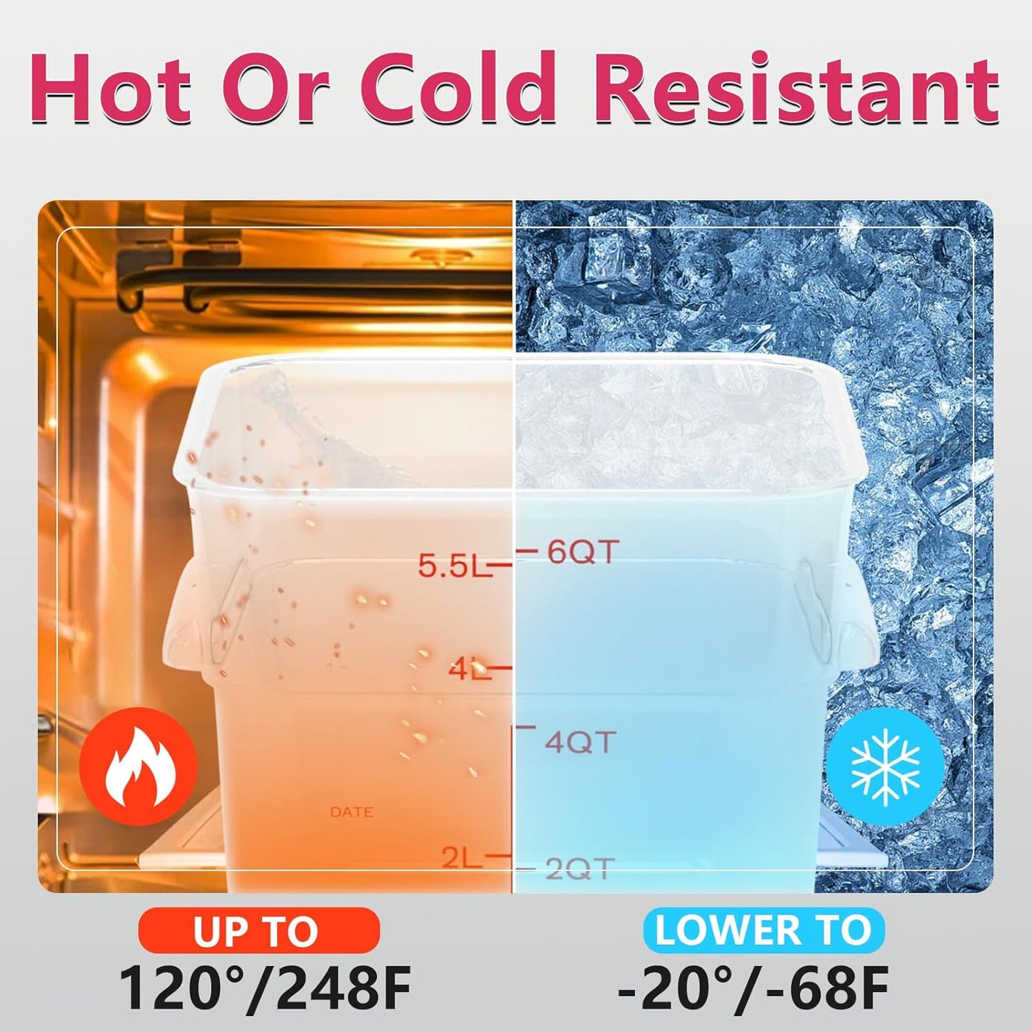 6 Pack 6 Quart Square Food Storage Containers with Lids – Commercial Restaurant Food Storage Containers for Restaurant and Kitchen Storage