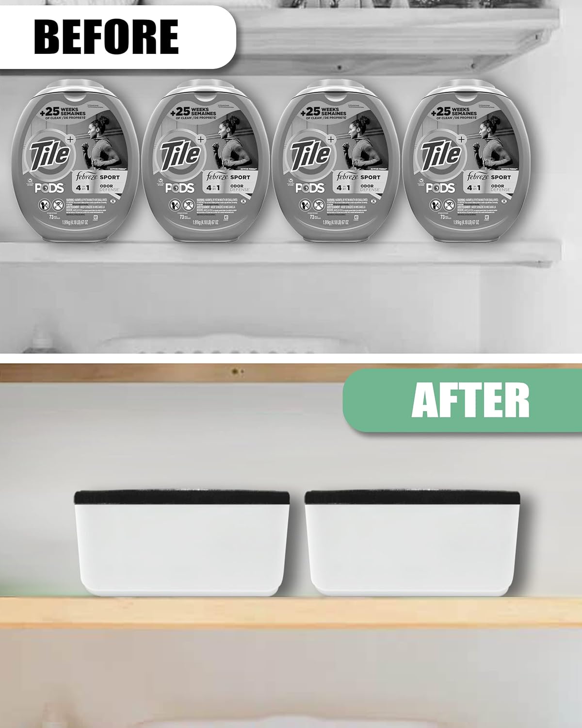 TidyFriend Laundry Pods Container with Slide Lid, 15" x 8.7" x 4.5", Airtight Storage Keeps Pods Fresh, Holds 9–10 lbs or 100–130 Pods, Laundry Detergent Container & Dishwasher Pod Holder (Black)