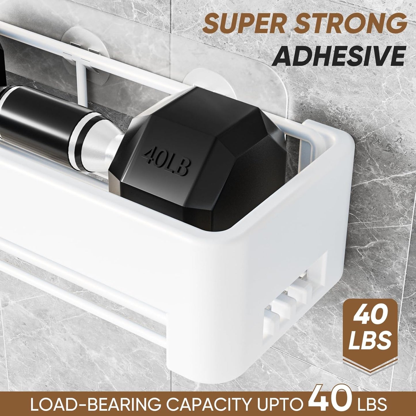 Large Shower Caddy, 4 Pack Adhesive Shower Organizer, 15.15in Large Capacity Bathroom Shelves, No Drilling for Bathroom Organizers and Storage & Home Decor & Kitchen(White)