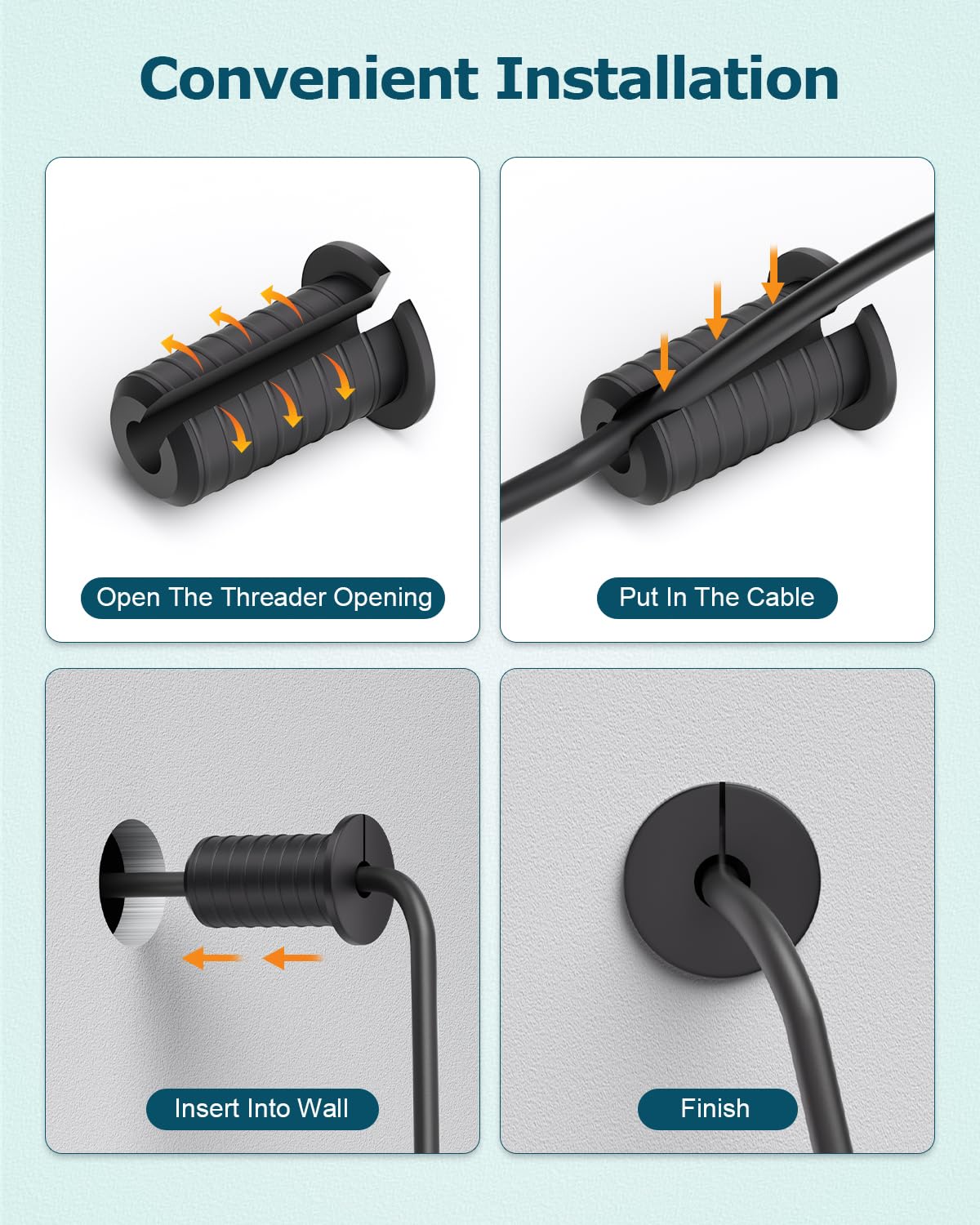 4 PCS 3/4 Inch Starlink Cable Grommet Black Wall Grommets for Cables 3/4 Inch Starlink Wall Cable Pass Through Bushing Grommets Non-Slip Waterproof Cable Routing Kit for Starlink for Protecting Cords