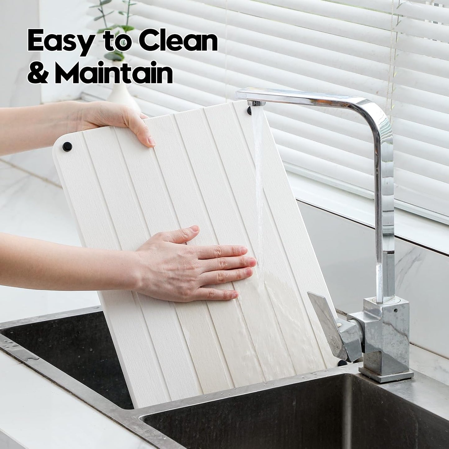 Stone Dish Drying Mat for Kitchen Counter, Water Absorbing Bathroom Tray Sink Organizer, Diatomaceous Earth Countertop Dish Rack Riser Sponge Holder Soap Dish, White, 16" x 12"