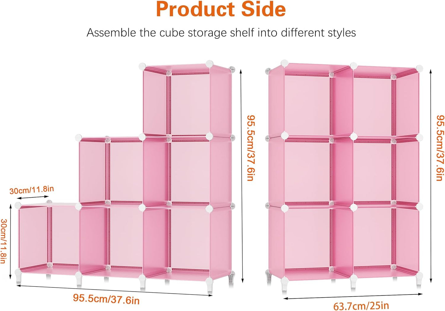 HOMIDEC 6-Cube Storage Shelf, Storage Bookcase Bookshelf with Metal Hammer, Storage Cubes Organizer Cabinet for Kids, Closet, Bedroom, Bathroom, (11.8x11.8x11.8 inch), Light Pink