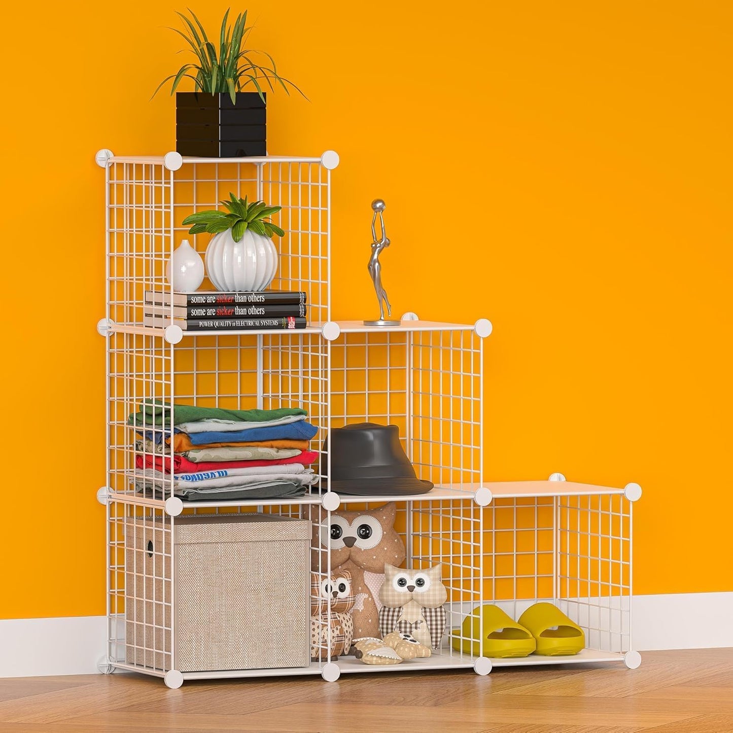 TUMUCUTE Closet Organizer, Organizers and Storage,Cabinet Metal Shelf Rack Storage Shelves Bookshelf,Toy Organizers and Storage Bins (6-Cube, White)