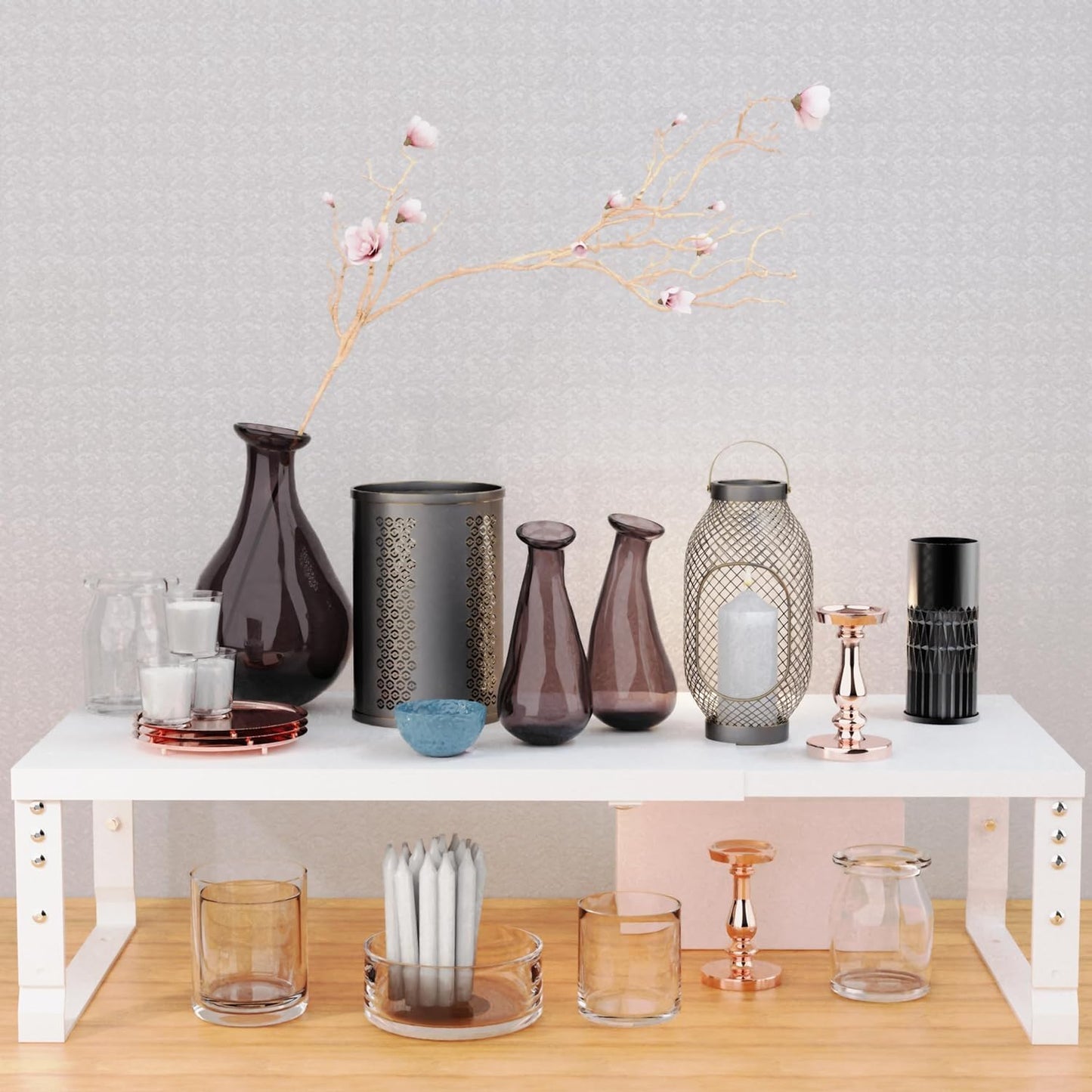 Expandable,Stackable Spice Rack,Seasoning Organizer and Storage,Spices Jar Racks for Cabinet,Countertop, Metal Pantry, Cupboard,Laundry Storages,Heavy Duty(1 PACK/MEDIUM/WHITE)