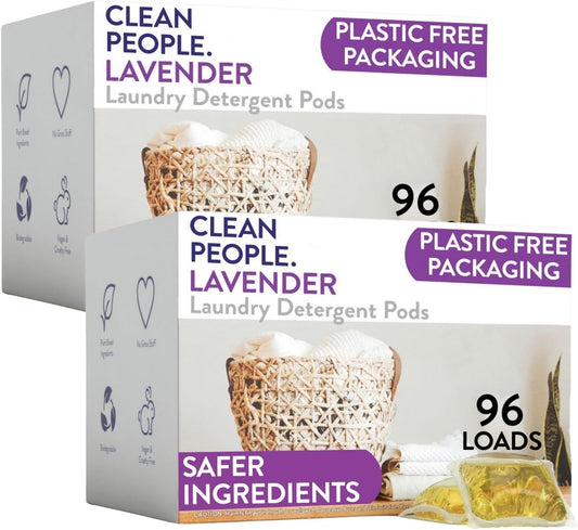 The Clean People Laundry Detergent Pods - Hypoallergenic Laundry Pods - Ultra Concentrated, Recyclable Packaging, Stain Fighting - Lavender, 192 Pack