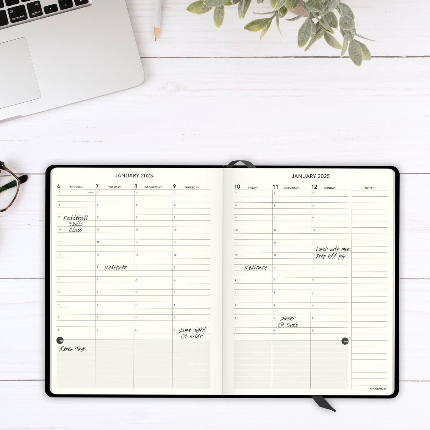 AT-A-GLANCE 2025 Appointment Book Planner, Weekly & Monthly, 7-1/2" x 10", Large, Plan.Write.Remember., Black (7069500525)