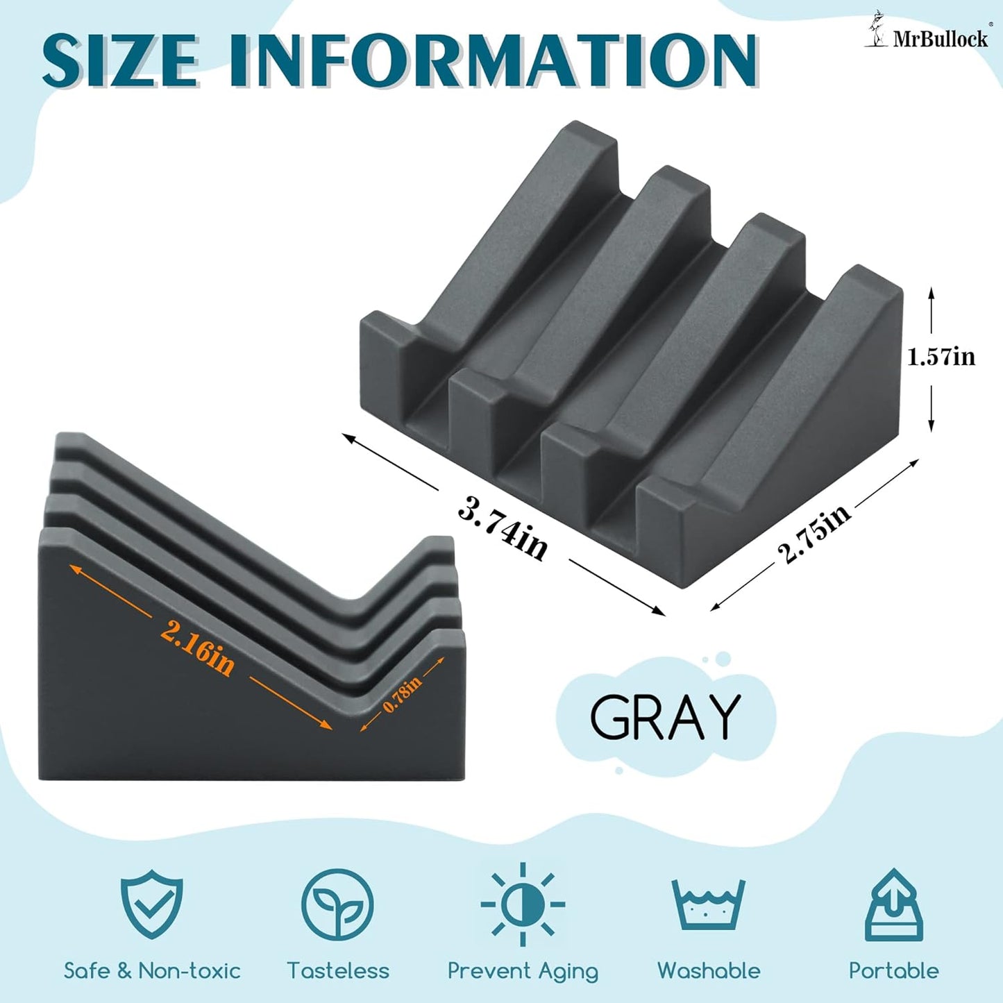 Silicone Soap Dish for Bar Soap Holder for Shower Bathroom Self Draining Waterfall Drying Tray Keep Soap Bars Dry Clean & Easy Cleaning (Grey1, 1)