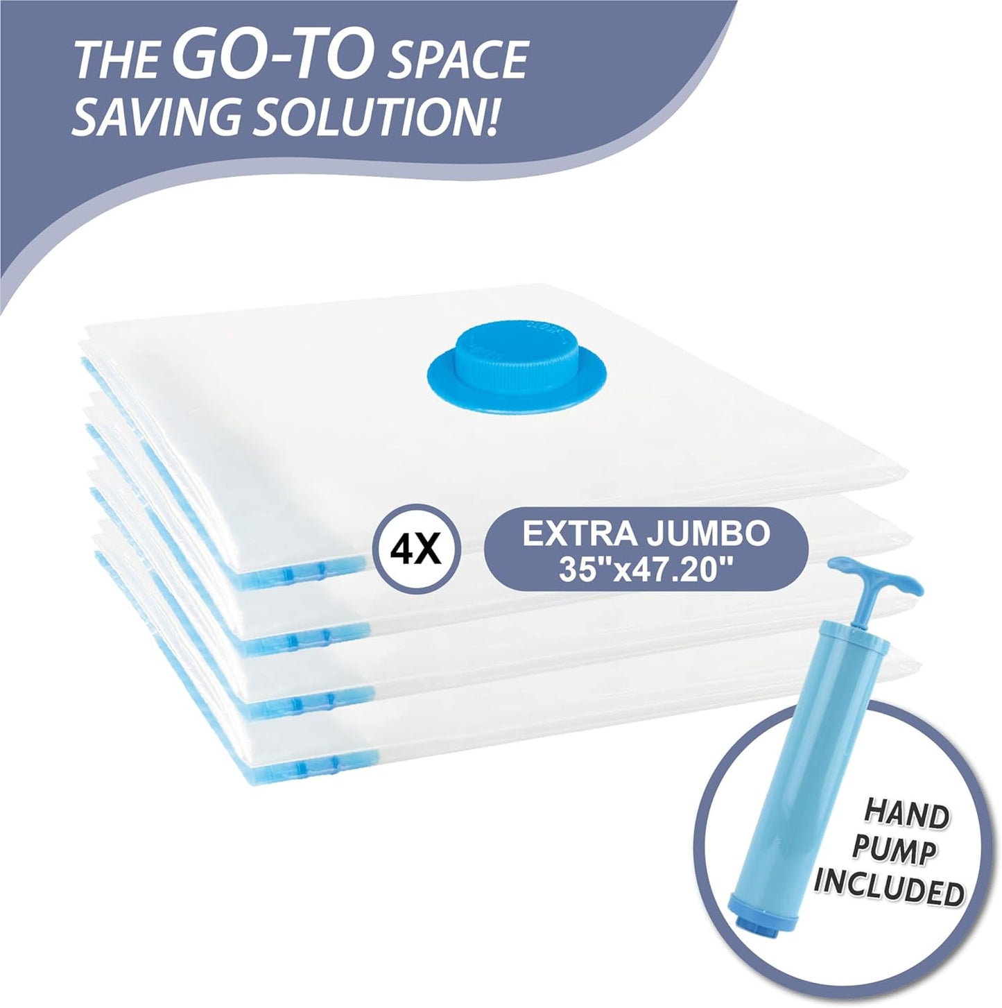 4 Pack XXL Jumbo Vacuum Storage Bags, Extra Large Vacuum Seal Bags for Comforters, Bedding, Blanket Storage, Giant Space Saver Bags for Huge Stuffed Toy(47.2x35 in)