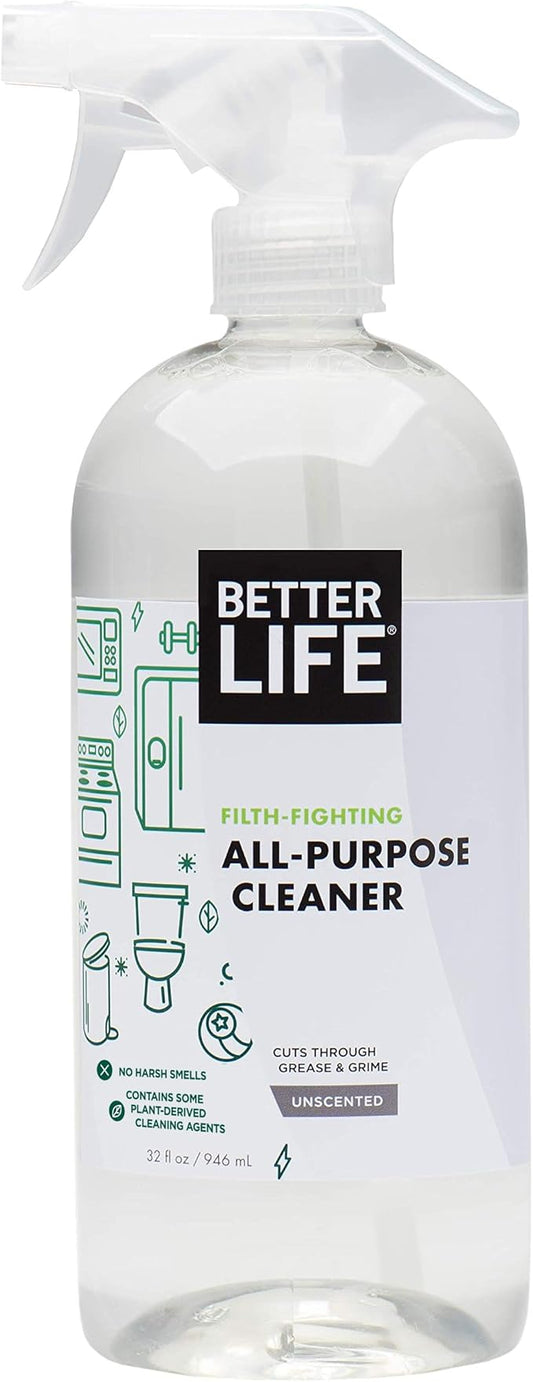 Better Life All Purpose Cleaner - Multipurpose Home and Kitchen Cleaning Spray for Glass, Countertops, Appliances, Upholstery & More - Multi-surface Spray Cleaner - 32oz Unscented