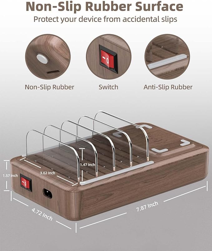 2025 𝐍𝐄𝐖 Wireless Chargers for Multiple Devices: Presents for Him Her Multi USB Charging Station for Apple Device Charging Organizer, Tablet Charging Dock, Family Electronics Charging& 6 Cables