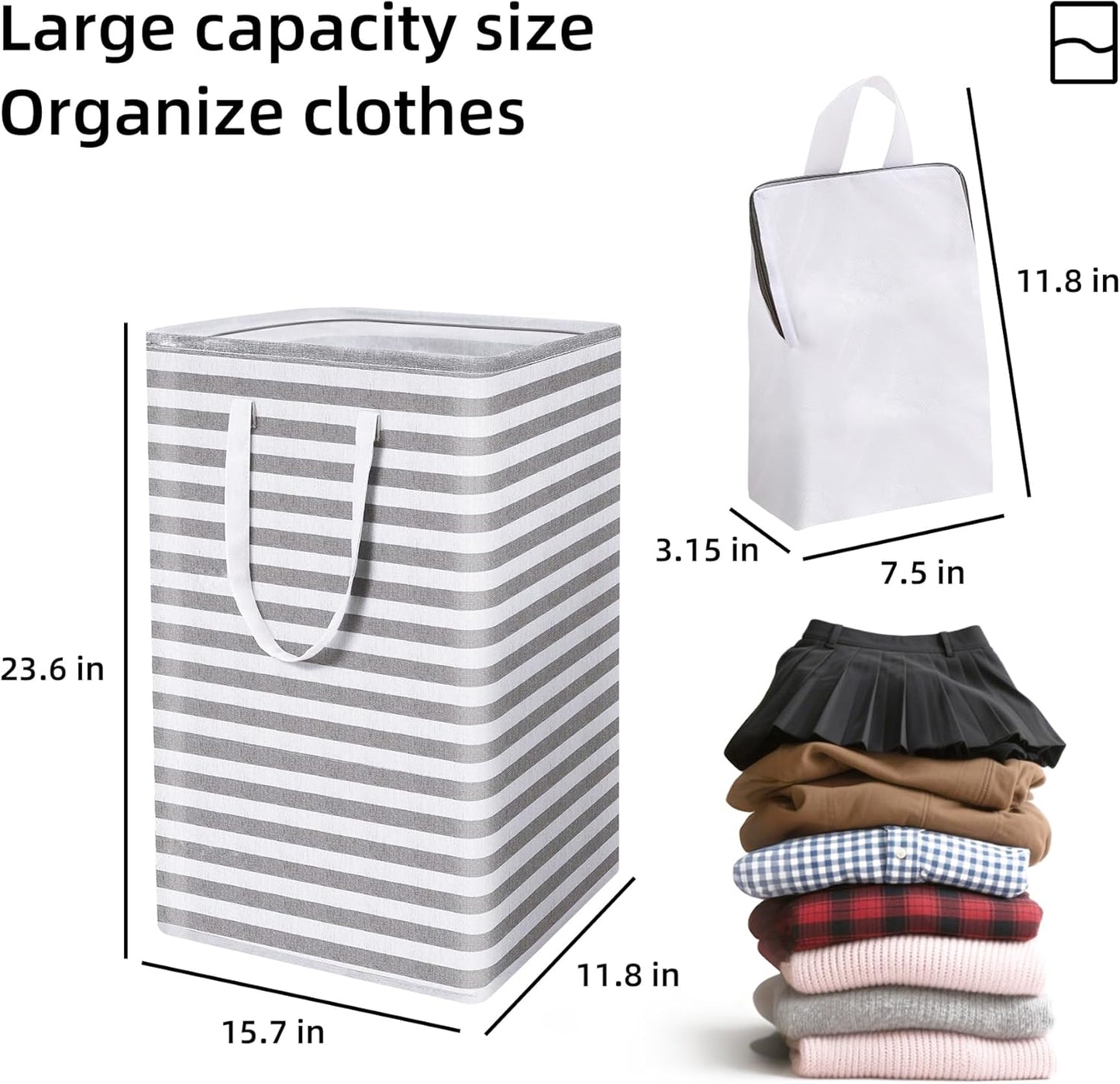 Large Collapsible Laundry Basket Hamper Bag Dirty Clothes Storage and Organization for Bedroom Bathroom Dorm Room College with Handleswith Easy Carry Clothes