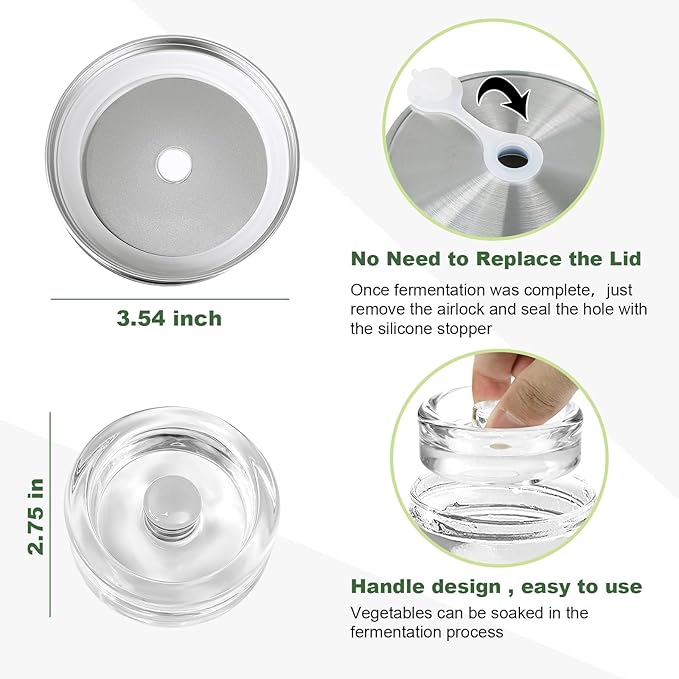 2 Pack Fermentation Jar Kit,32 oz Mason Jar Fermentation Kit with Fermenting Weights and Airlocks,Wide Mouth Mason Jar for Pickling, Canning and Sauce