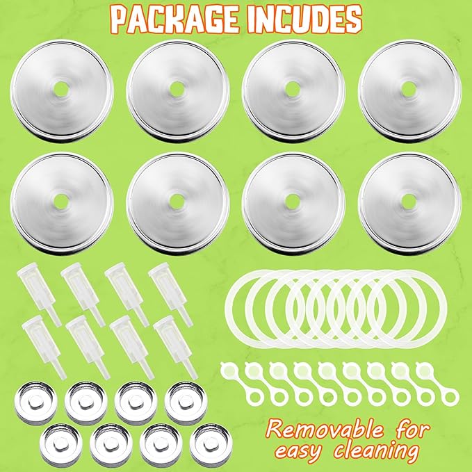 Tessco for you 8 Set Fermentation Kit, Wide Mouth Fermentation Lids with Weights for Mason Jars Sauerkraut Probiotic Food (No Jars)
