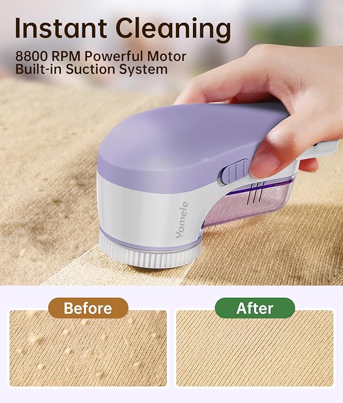 Fabric Shaver, Rechargeable Sweater Shaver, Lint Shaver with 6-Leaf Blades, Electric Lint Remover for Clothes & Furniture, Couch Pilling Remover Depiller for Removing Fuzz, Lint, Pills, Bobbles