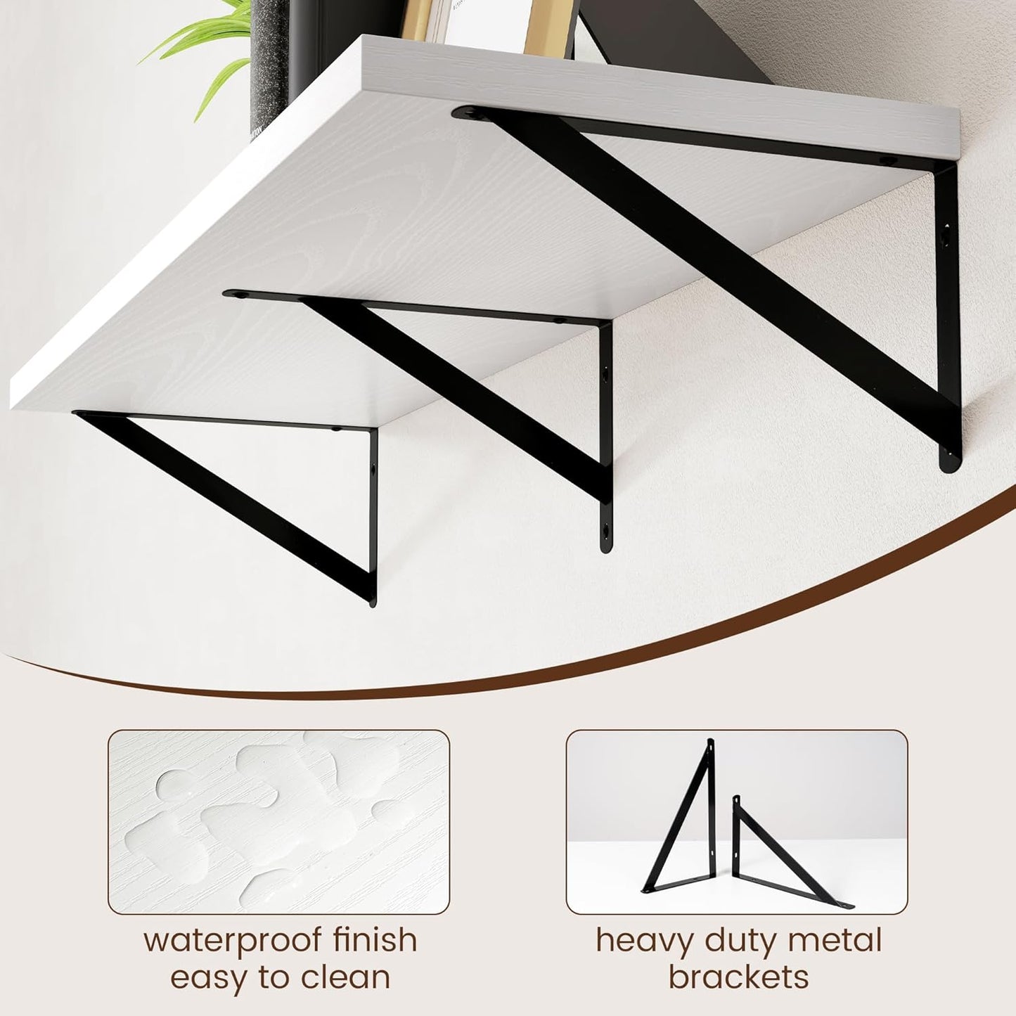 Axeman Floating Shelves for Wall White - 36 Inch Wide x 12 Inch Deep Wall Shelves Set of 2 - White Deep Wood Floating Shelves for Living Room Bedroom Laundry Room