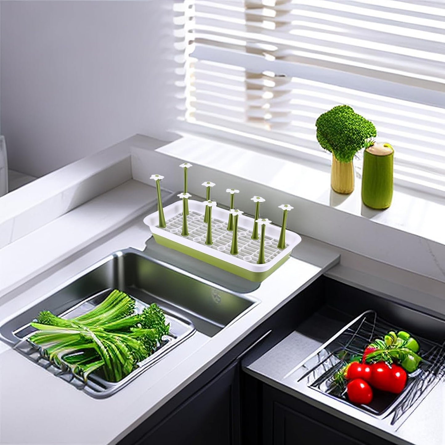 Removable Large Water Bottle Drying Rack, Vertical Bottle Drying Rack Kitchen Counter for Drinking Glass, Insulated Mugs, Baby Bottles, Sports Bottles, Plastic Bag, Wine Glass, Tumblers, Water Cups