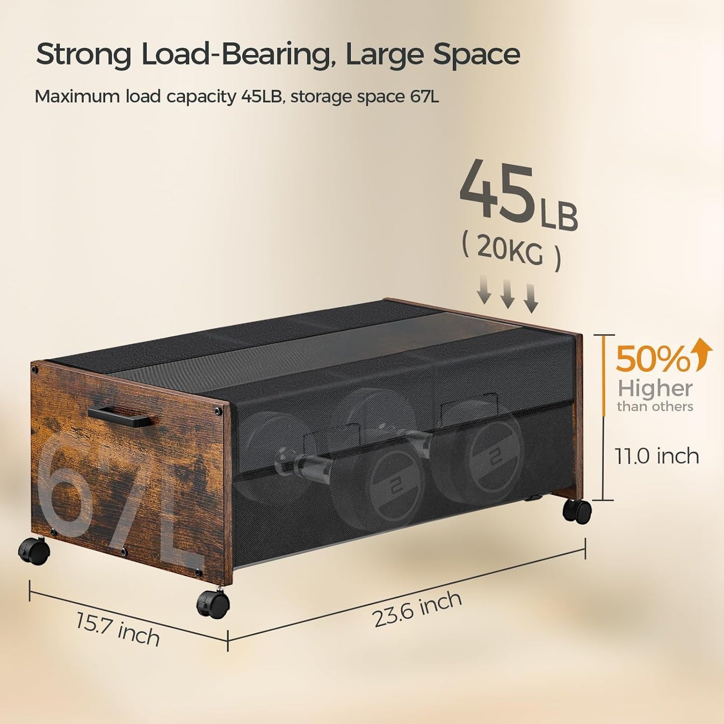 Under Bed Storage with Wheels, Under Bed Storage Containers, UnderBed Drawers with Metal Frame, for Clothes Shoes Blanket