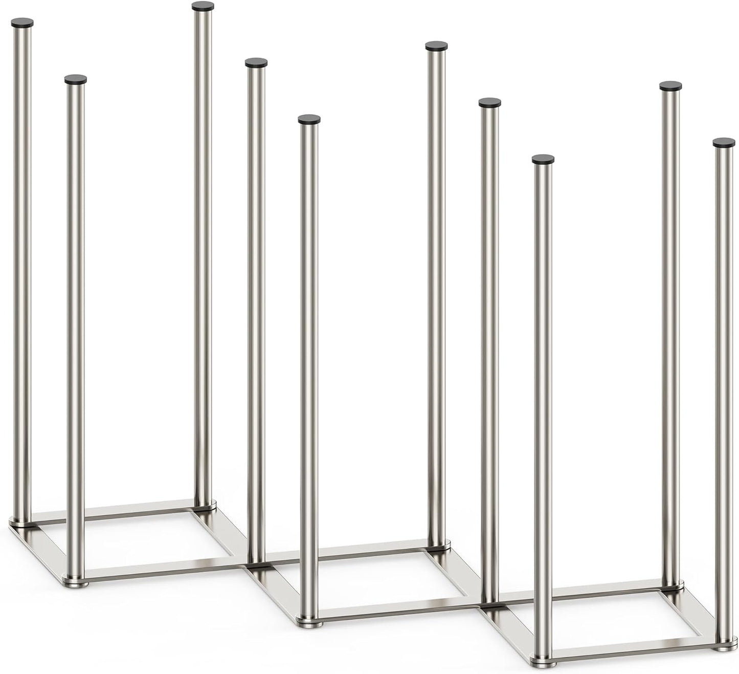 Foldable Baby Bottle Drying Rack-10 Poles Water Bottle Organizer for Cups,Travel Mugs,Silicone Bags- Collapsible Stainless Steel Bottle Rack Dryer (Silver)