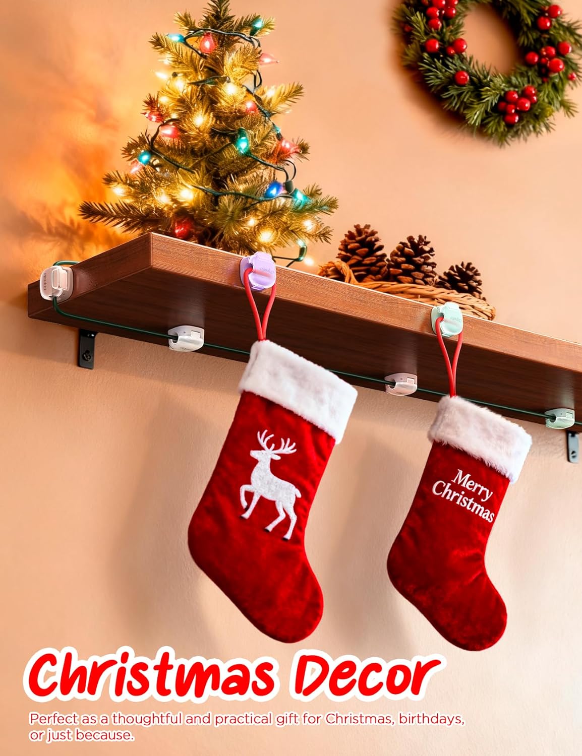 8 Pack Cord Holder Cable Clips,Cord Organizer [Dual Spring & Clasp Lock],Christmas Decor Gifts for Women Men Cable Organizer Cord Holder for Nightstand Home Office Desk Kitchen Gadgets Room Decor Teen