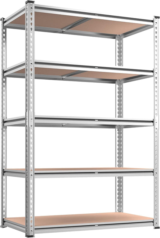 REIBII 2020LBS Garage Shelving Heavy Duty 5 Tier Storage Shelves Adjustable Metal Shelving for Basement, Warehouse, Pantry, Closet, Kitchen, Easy Assembly, 72" H x 35.55" W x 16" D, Galvanized