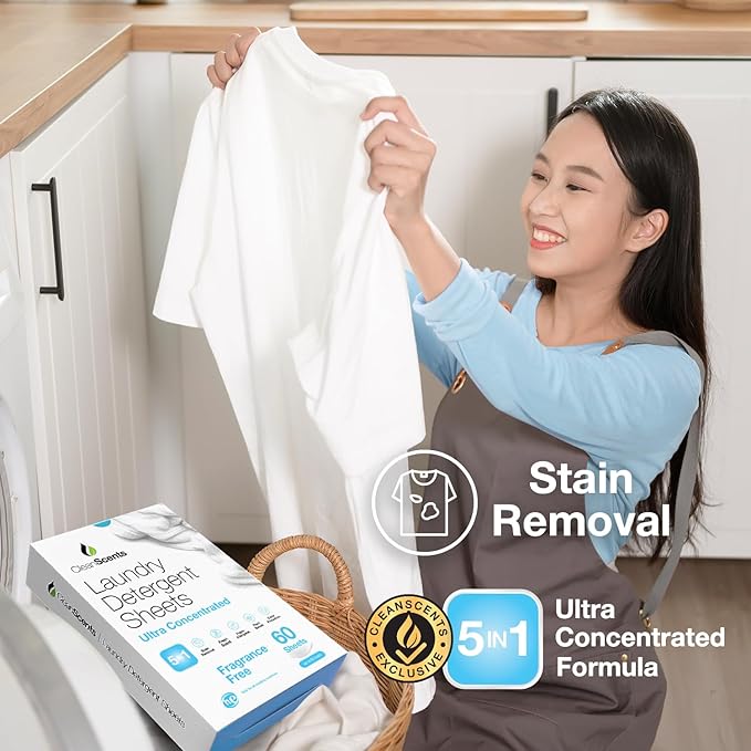 CleanScents Laundry Detergent Sheets (60 Sheets) (Fragrance Free)