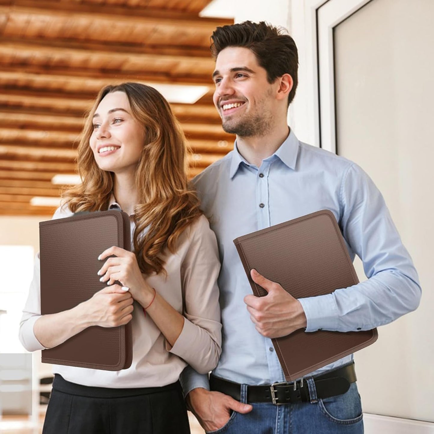 Fireproof Accordion File Organizer, Portable Expanding File Folder with Waterproof Zipper&Labels, Brown Document Organizer with 13 Pockets, File Organizer for Important Document/Paper Storage