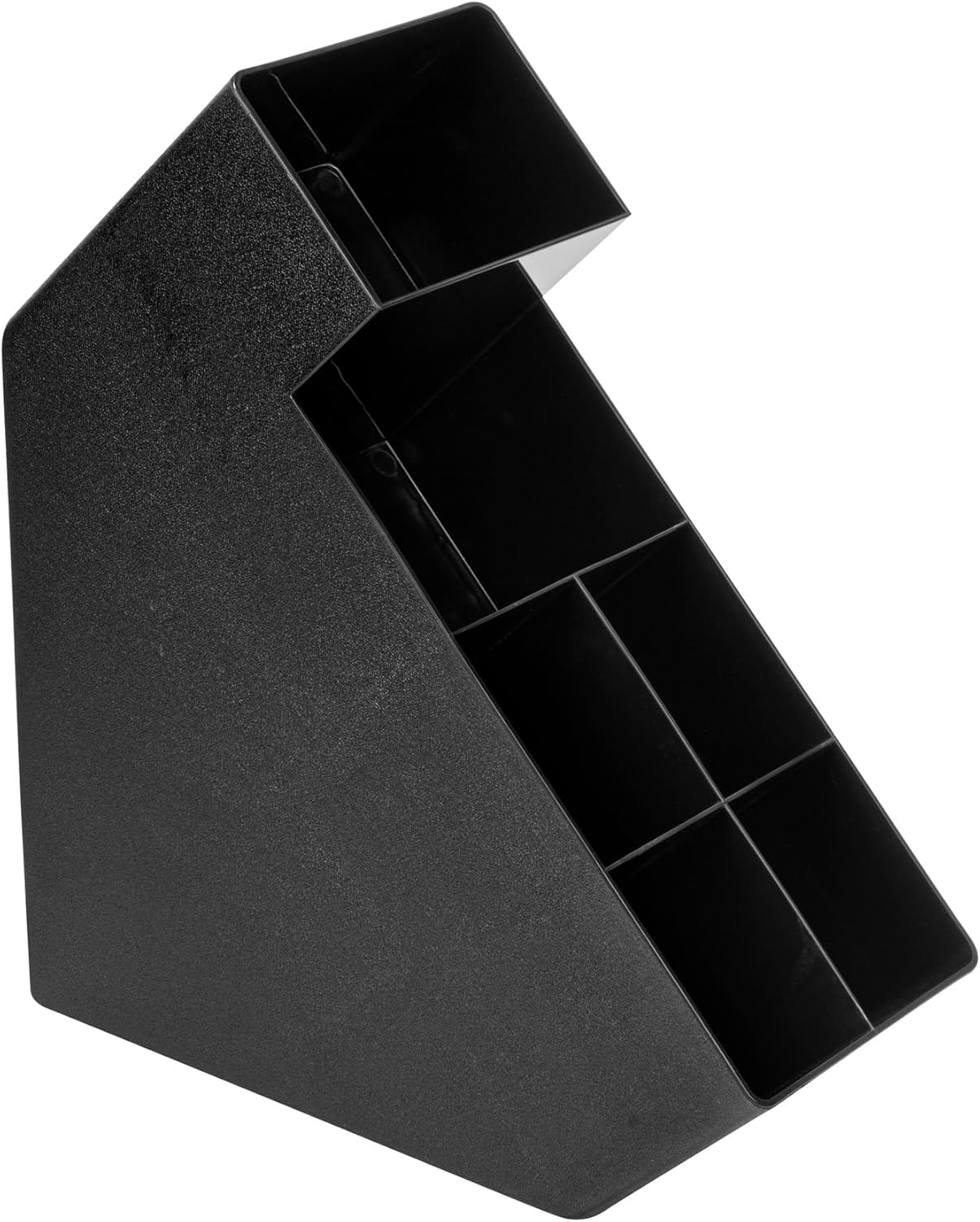 Restaurantware Restpresso Coffee Bar Organizer, 1 Count Durable 6 Compartments, Compact Size, Black Plastic Tabletop Coffee Supplies Organizer For Homes, Office Spaces, Breakrooms, and Lounges