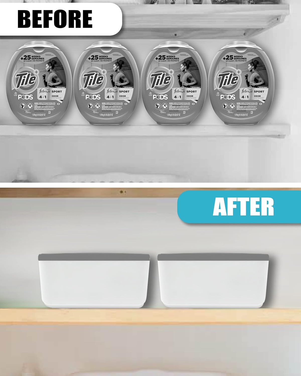 TidyFriend Laundry Pods Container with Slide Lid, 15" x 8.7" x 4.5", Airtight Storage Keeps Pods Fresh, Holds 9–10 lbs or 100–130 Pods, Laundry Detergent Container & Dishwasher Pod Holder (Grey)