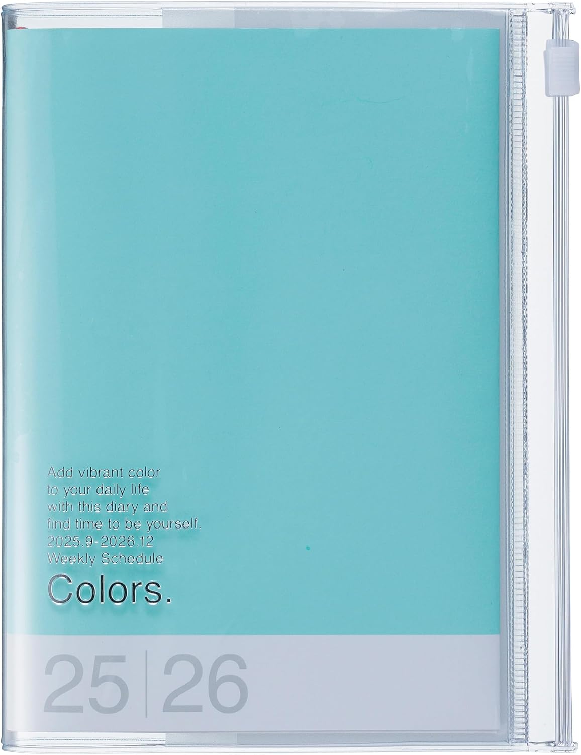 MARK'STYLE A6 Weekly Vertical Planner 16 Months (Sep. 2025 – Dec. 2026) with Soft Transparent PVC Cover,Refillable, Pocketed, for Daily Organizing & Planning (Mint)