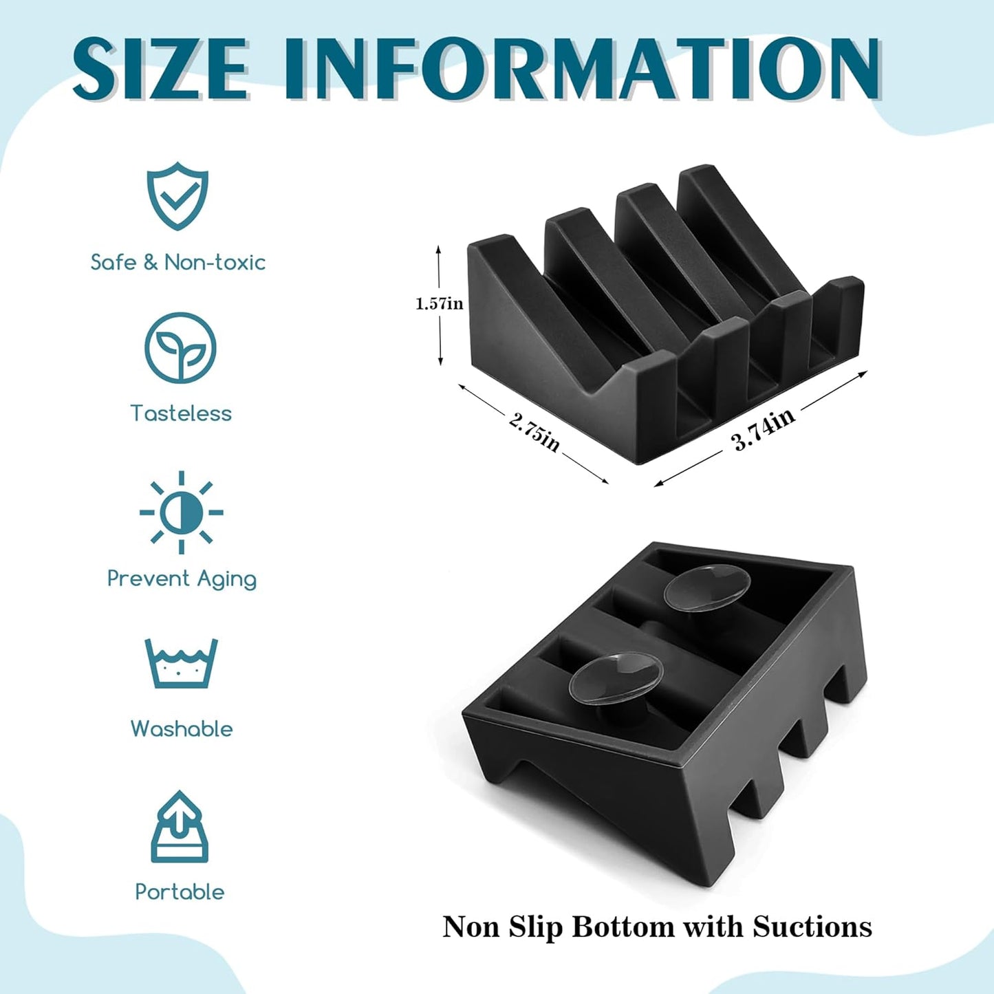 Self Draining Soap Dish,Silicone Suction Cup Soap Holder, Bathroom Soap Dish for Bar Soap,Can Extend Soap Life,Bathroom, Bath Tub, Kitchen Sink (4, Black)