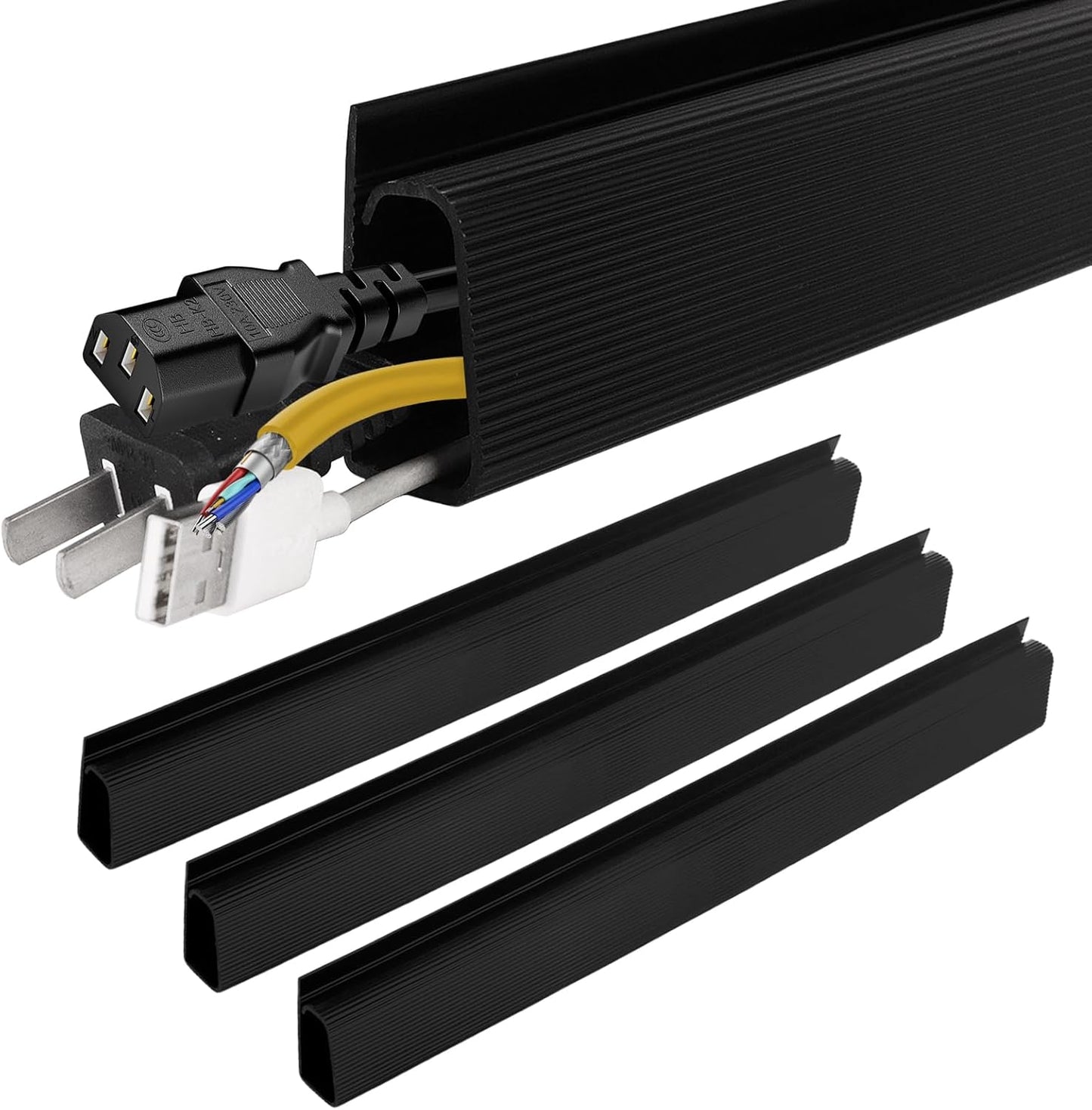 3 Pack Self-Adhesive Under Desk Cable Organizer, Under Desk Wire Hider, Cord Management, Black