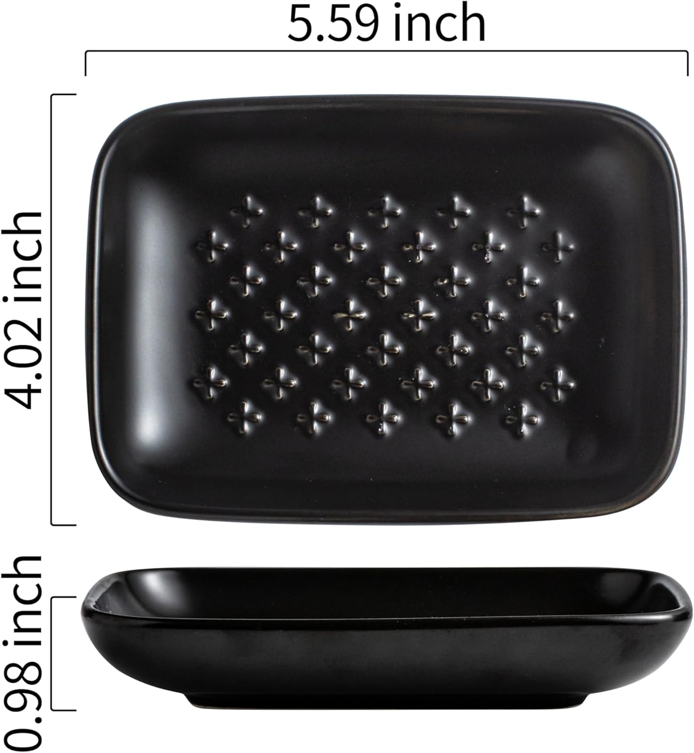 Gomakren Soap Dish, Shower Soap Holder, Ceramic Soap Dishes for Bar Soap Sponge Shampoo, Christmas Soap Saver Tray for Bathroom Kitchen Sink Counter, 5.5 Inch, Black